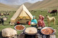 ببینید؛ غذای عشایری در افغانستان؛ پخت واوایشکای جگر و سبزیجات کنار آب بندان