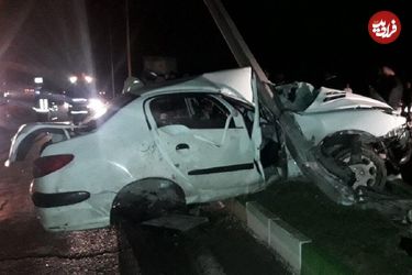 عکس؛ برخورد پژو ۲۰۶ با گاردریل دو قربانی گرفت