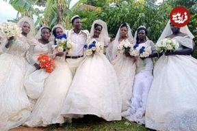 (عکس) جشن ازدواج همزمان یک مرد اوگاندایی با ۷ زن!