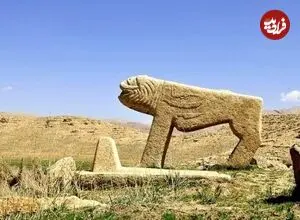 عکس| سفر زمان؛ منظرۀ گورستان شیرهای سنگی در نزدیکی شیراز؛ سال 1311