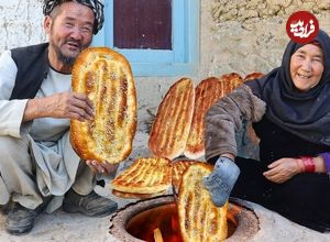 ببینید؛ غذای روستایی در افغانستان؛ پخت نان سنتی در تنور و سیب زمینی سرخ کرده توسط زوج سالخورده