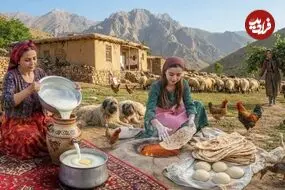 ببینید| غذای روستایی در ایران؛ پخت عدسی و نان تافتون و تهیه کره تازه