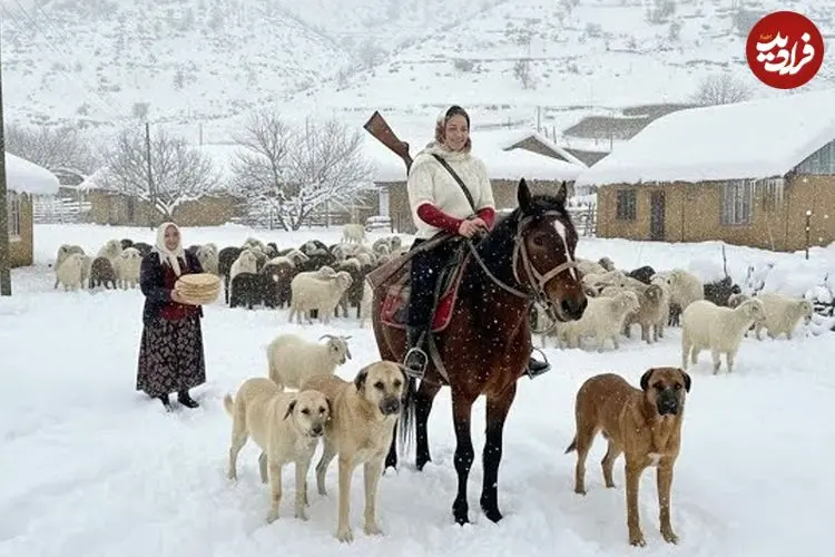 ببینید| غذای روستایی در ایران؛ پخت خوراک سنتی با کدو حلوایی در هوای برفی