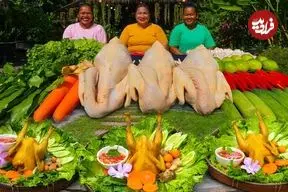 ببینید| غذای روستایی در سنگاپور؛ پخت مرغ بخار پز با سبزیجات در روستا