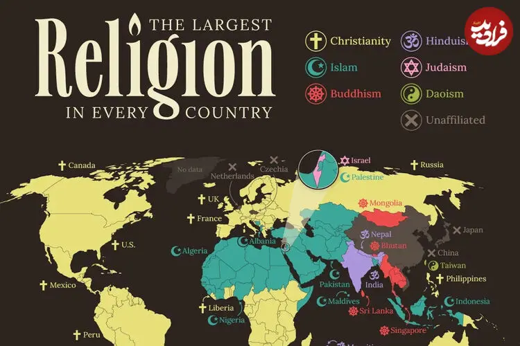پرطرفدارترین ادیان در هر یک از ۲۰۱ کشور جهان + اینفوگرافی