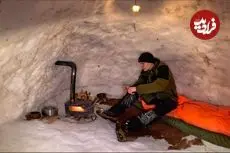 ببینید| ساخت یک پناهگاه هرمی شکل با برف در کوهستان های سوئیس