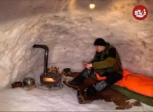 ببینید| ساخت یک پناهگاه هرمی شکل با برف در کوهستان های سوئیس