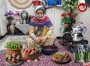 ببینید؛ غذای روستایی در ایران؛ پخت خوراک بامیه و تهیه ترشی بامیه