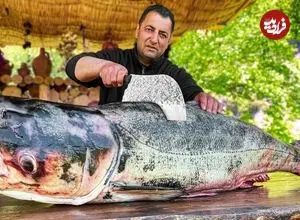 ببینید| غذای روستایی در آذربایجان؛ کباب کردن ماهی کپور سرگنده