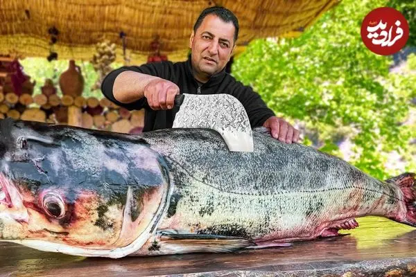 ببینید| غذای روستایی در آذربایجان؛ کباب کردن ماهی کپور سرگنده