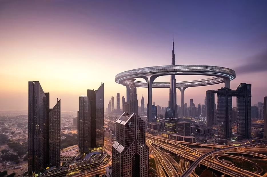 (تصاویر) معماری باورنکردنی و آینده نگرانه؛ حلقه‌ای غول‌پیکر دور برج خلیفه 
