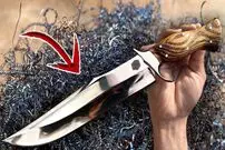 (ویدئو) عملیات تماشایی ساخت یک چاقوی تاریخی با استفاده از براده های آهن