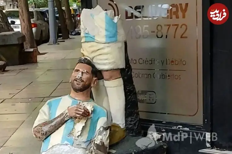 عکس؛ تخریب مجسمه لیونل مسی در شهر مار دل‌پلاتا