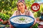 ببینید| غذای روستایی در ایران؛ تهیه آب دوغ خیار در روستایی زیبا