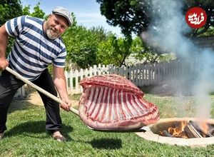 ببینید؛ غذای روستایی در آذربایجان؛ تهیه دنده کباب متفاوت در تنور زمینی 