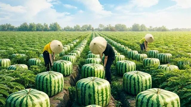 (ویدئو) چگونه کشاورزان ژاپنی سالانه میلیون ها هندوانه مربعی پرورش می دهند؟