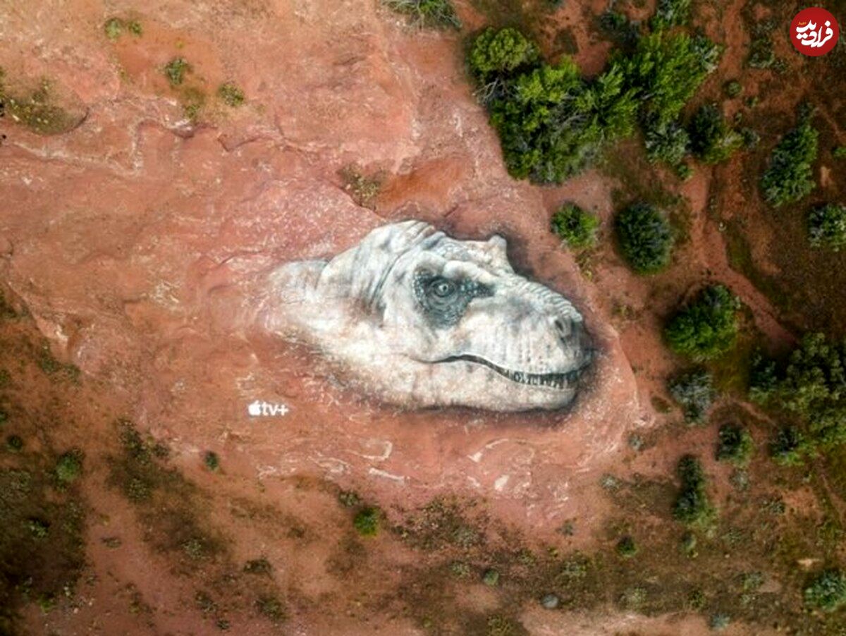(تصاویر) دایناسور‌های عظیمی که روی زمین نقاشی شدند