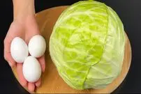ببینید| طرز تهیه یک غذای متفاوت با یک کلم و 3 تخم مرغ