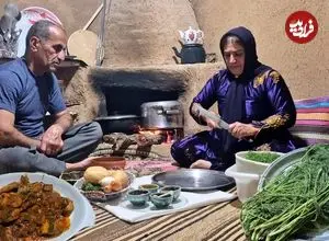 ببینید| غذای روستایی در ایران؛ پخت شوید پلو با مرغ سرخ شده در روستا