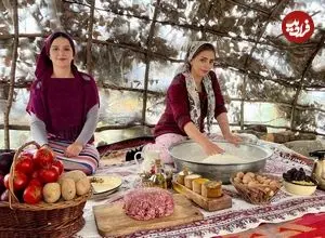 ببینید| غذای روستایی در ایران؛ پخت کوفته و تهیه نان در کوهستان