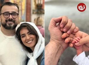 عکس؛ تولد فرزند سپند امیرسلیمانی و مونا کرمی در میانه جنگ