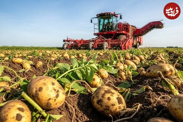 ببینید| چگونه کشاورزان آمریکایی هزاران تن سیب زمینی را برداشت می کنند؟