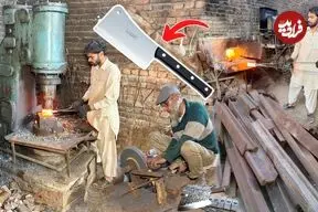 ببینید| فرآیند دیدنی بازیافت ریل های قدیمی قطار و تولید ساطور با آن ها در پاکستان