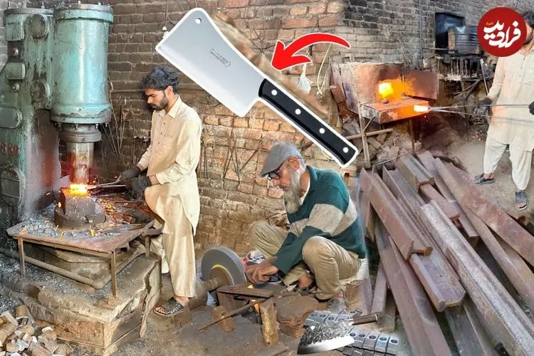 ببینید| فرآیند دیدنی بازیافت ریل های قدیمی قطار و تولید ساطور با آن ها در پاکستان