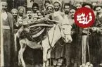 عکس| سفر زمان؛ مرد بار فروش با الاغ اش در حال عبور از خیابان فردوسی تهران؛ سال 50