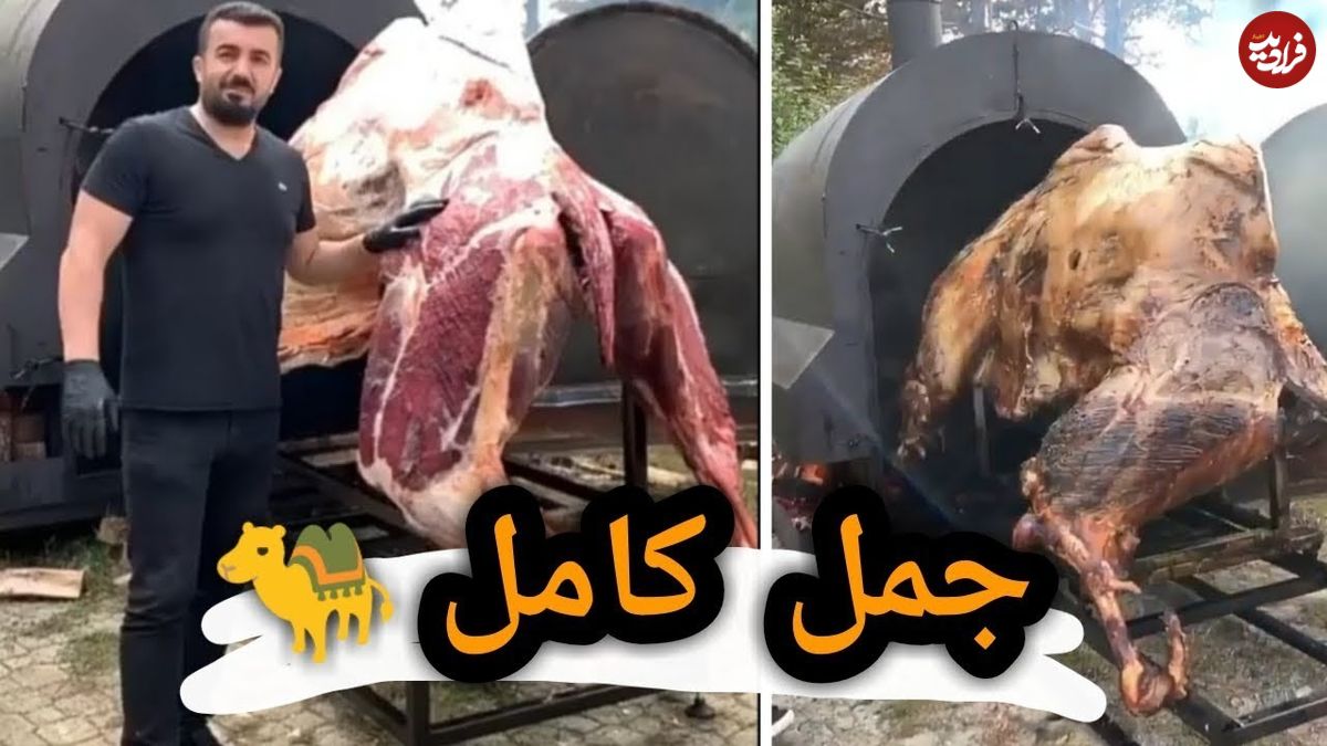 (ویدئو) پخت هیجان انگیز شتر 400 کیلوگرمی در بزرگترین باربیکیوی جهان