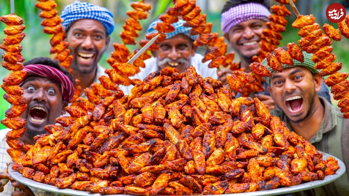 ببینید؛ غذای روستایی در هند؛ تهیه بال مرغ کبابی و دودی در طبیعت روستا