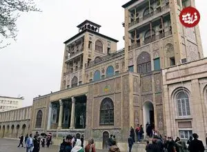 عکس| سفر زمان؛ منظرۀ زیبای «شمس‌العماره» از پشت درختان میدان ارگ؛ 140 سال قبل