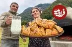 ببینید| غذای روستایی در آذربایجان؛ پخت سمبوسه در تنور و در طبیعت زیبای کوهستان