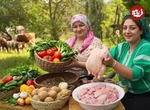ببینید| غذای روستایی در ایران؛ تهیه جوجه کباب ترش در جنگل
