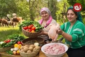 ببینید| غذای روستایی در ایران؛ تهیه جوجه کباب ترش در جنگل