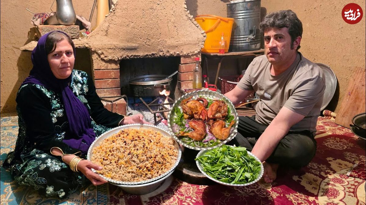 (ویدئو) غذای روستایی در ایران؛ پخت یک غذای محلی با مرغ و برنج