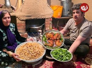 (ویدئو) غذای روستایی در ایران؛ پخت یک غذای محلی با مرغ و برنج