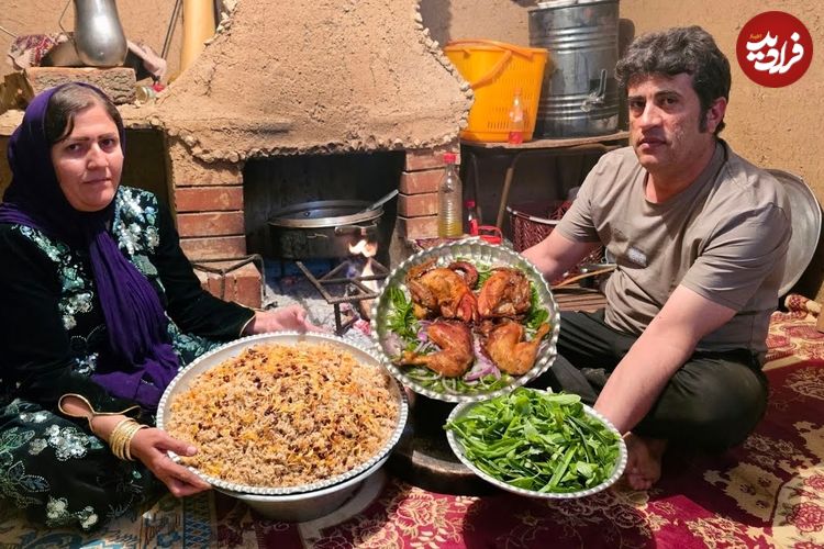 (ویدئو) غذای روستایی در ایران؛ پخت یک غذای محلی با مرغ و برنج