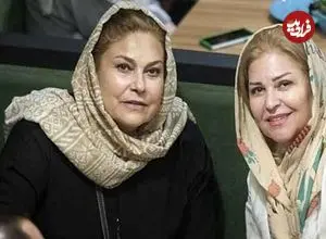 عکس| سفر زمان؛ عکس یادگاری «مهرانه مهین ترابی» و «ایرج قادری» در پشت‌صحنه یک فیلم