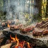 ببینید| غذای روستایی در انگلیس؛ پخت استیک روی سنگ همراه با تخم مرغ و سیب زمینی