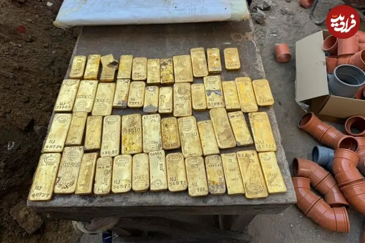 گنج سکه‌ها و شمش‌های طلا از دیوار زیرزمین بیرون آمد