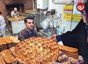 ببینید| غذای خیابانی در ایران؛ مراحل پخت نان بربری در یک نانوایی تهران
