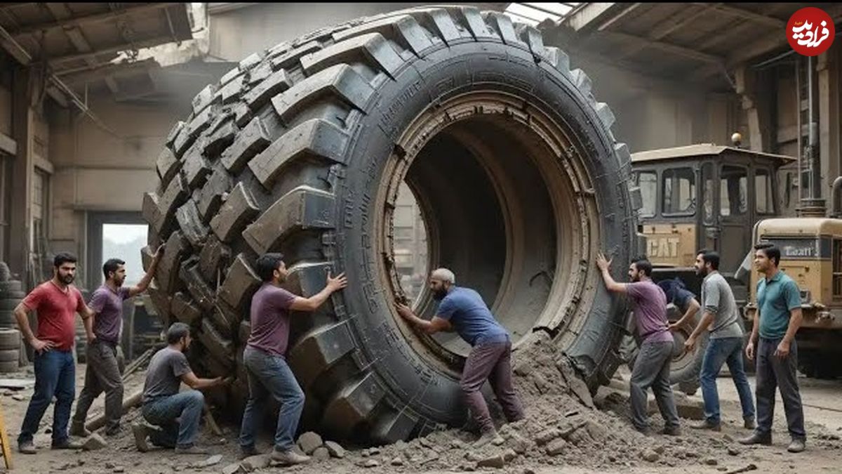 ببینید؛ مراحل دیدنی تعمیر لاستیک و موتور یک لودر در کارگاهی در پاکستان