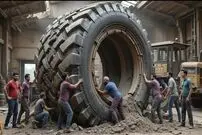 ببینید؛ مراحل دیدنی تعمیر لاستیک و موتور یک لودر در کارگاهی در پاکستان