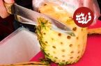 ببینید؛ غذای خیابانی در کره؛ برش ماهرانه طالبی، هندوانه و آناناس در سئول