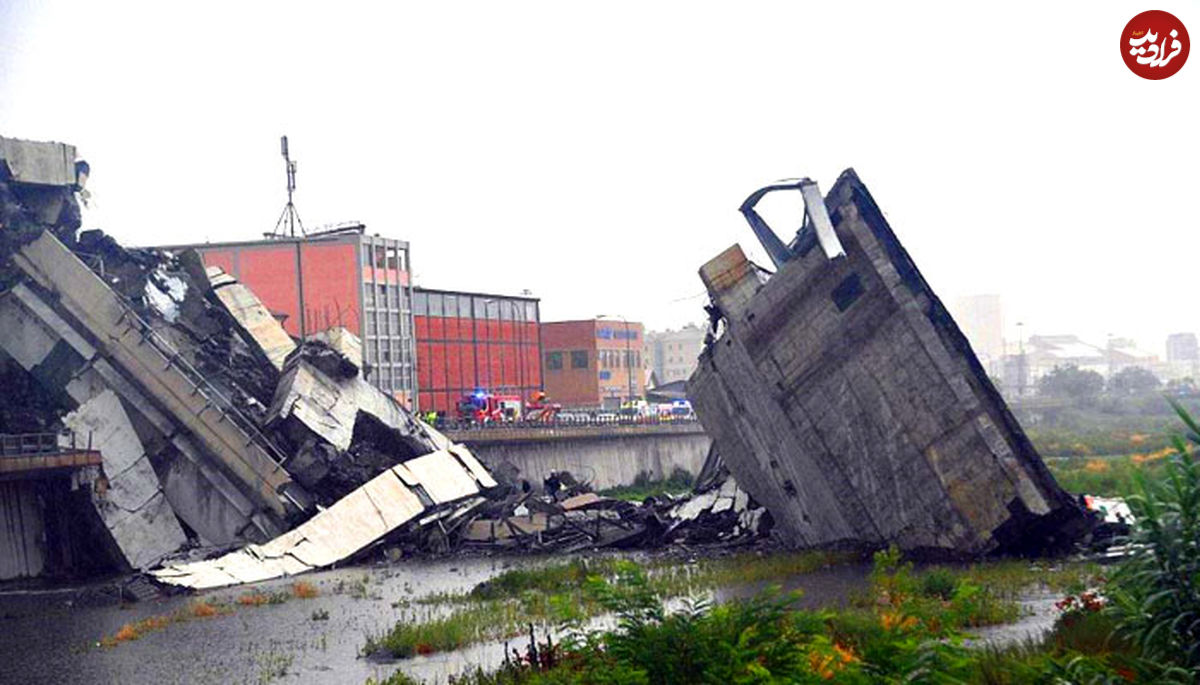 ویدیو/ تصاویری از پل فروریخته جنوا پس از حادثه