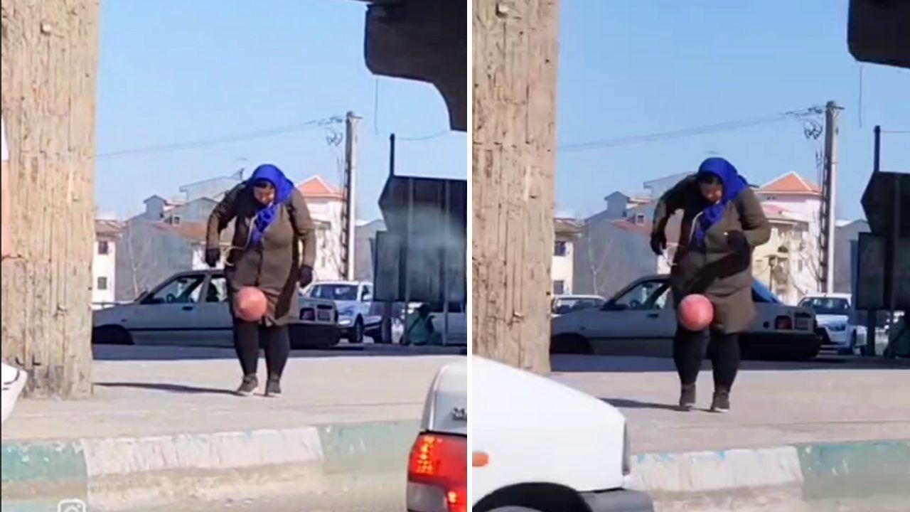 (ویدئو) روپایی زدن پربازدید یک خانم در خیابان‌های گیلان 
