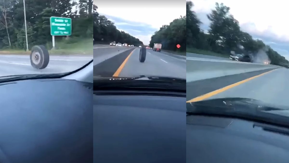 (ویدیو) صحنه‌ای دیدنی از  لاستیک سرگردان در جاده 