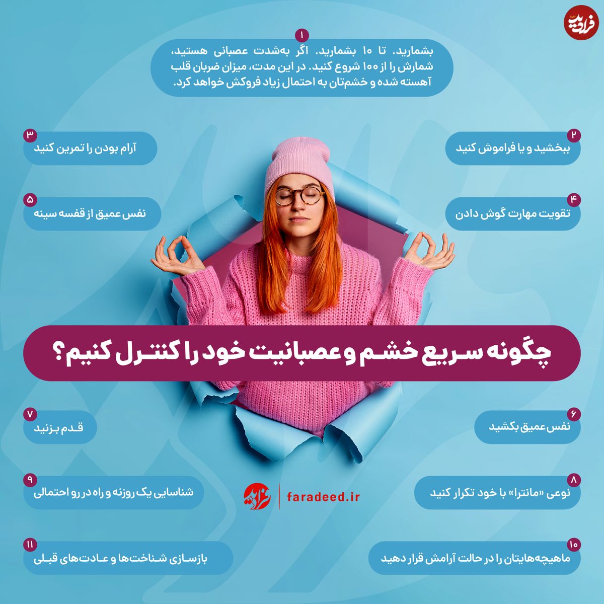 اینفوگرافی/ چگونه سریع خشم و عصبانیت خود را کنترل کنیم؟