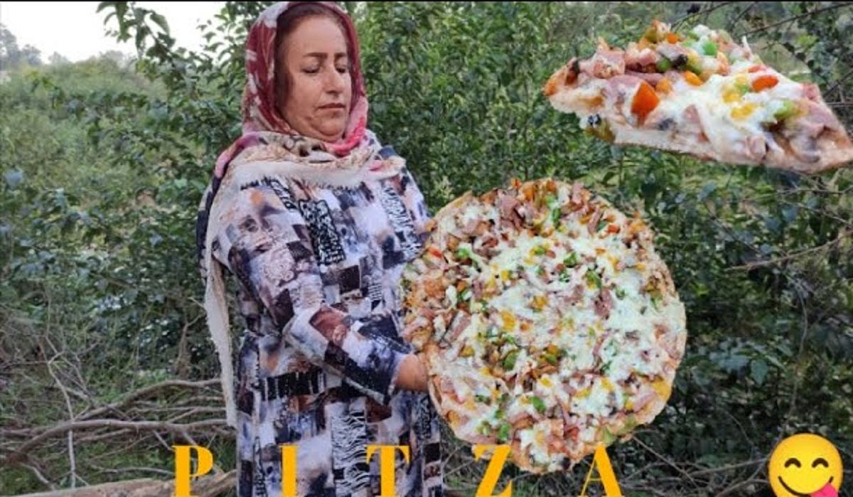 (ویدئو) پخت پیتزا در ماهیتابه به سبک و سیاق بانوی روستایی شمالی